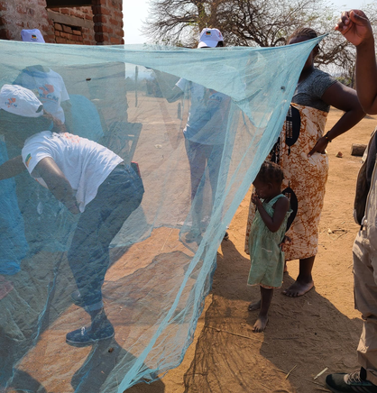 Changara District, Mozambique, in October 2021 during durability monitoring data collection. Durability monitoring measures the physical condition and effectiveness of the chemicals on bed nets over time. Photo: PATH/Molly Robertson.