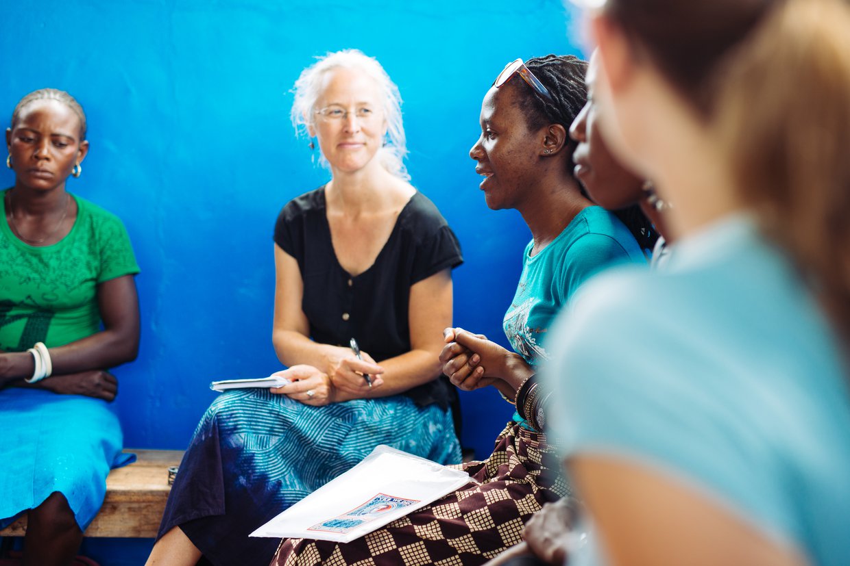 Lesley Reed interviews some women.