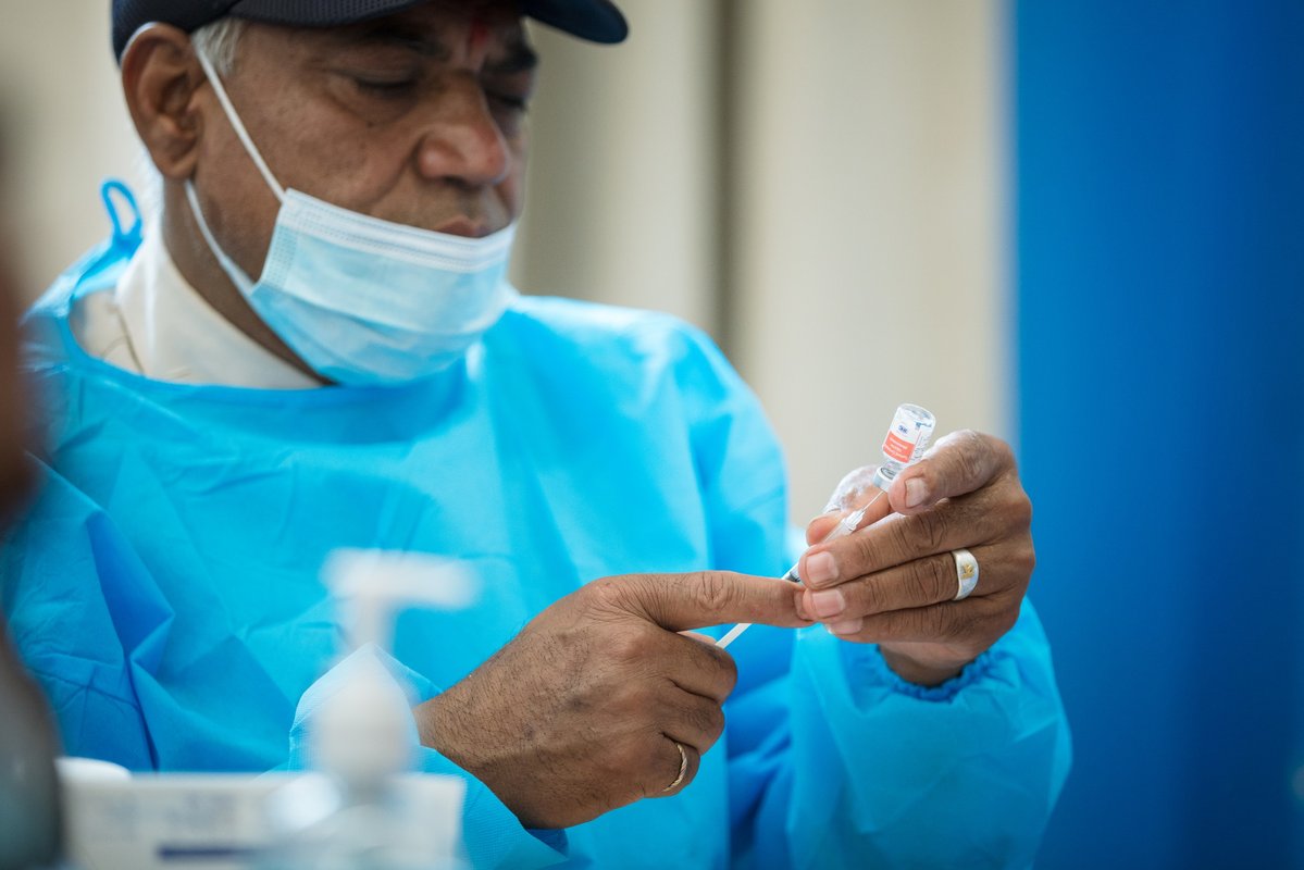 Photo: A health care worker delivers TCV during a campaign in Nepal. Credit: PATH/Rocky Prajapati