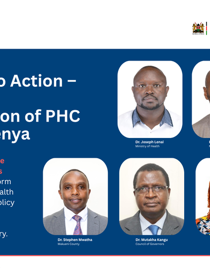 Kenya Primary Health Care Webinar poster. The inaugural session of the Kenya Primary Health Care Webinar Learning Series was held on October 1.