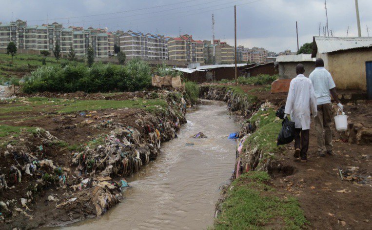 A wastewater creek where the bag-mediated filtration system was tested.