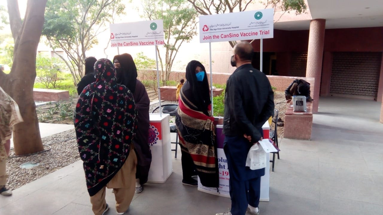 A sign-up station for a clinical trial in Pakistan. Photo: Aga Khan University Clinical Trials Unit, Pakistan.