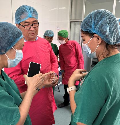 IPC experts and hospital staff during a scoping visit at a provincial hospital in Cambodia.