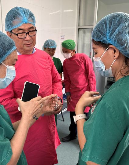 IPC experts and hospital staff during a scoping visit at a provincial hospital in Cambodia.