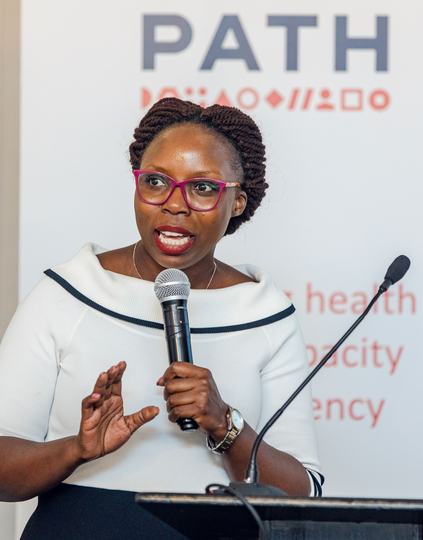Esther Nasikye delivers remarks at MNCH Conference