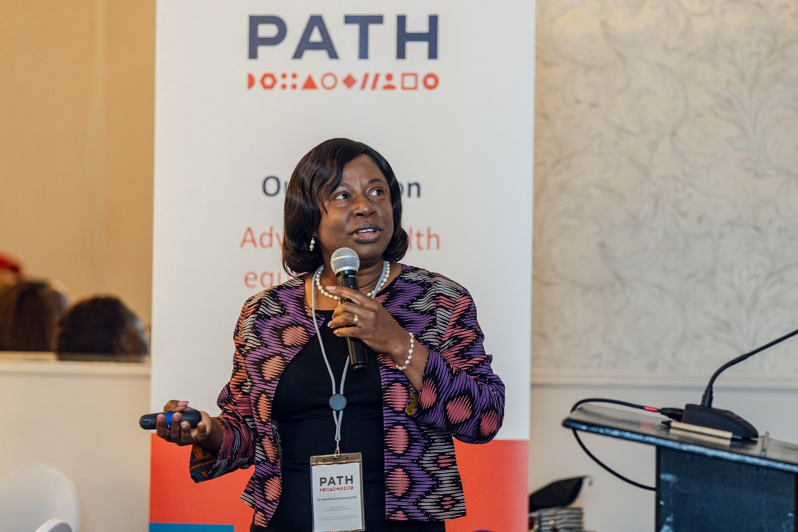 WHO AFRO medical officer Dr. Roseline Dansowaa Doe during her speech. Photo: PATH/Bright Mokome.