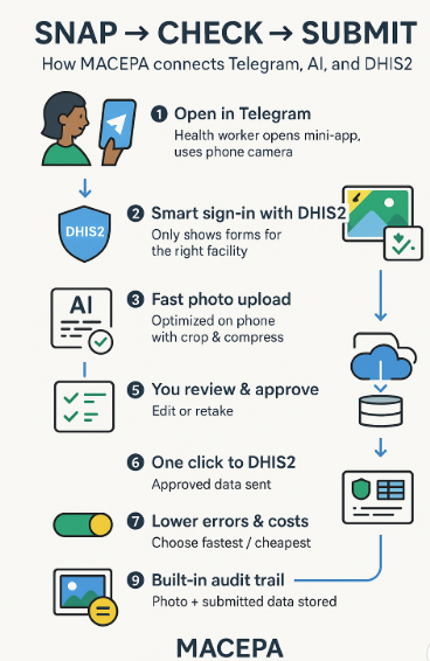 SnapForm uses AI to streamline data uploads into the national server, DHIS2.