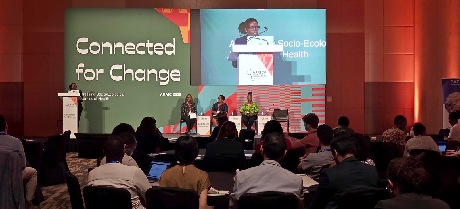 Dr. Samukeliso Dube, FP2030 Executive Director, delivers a keynote speech during the PATH-led session on Africa’s journey to sustainable health financing: Opportunities for immunization. Photo: AHAIC.